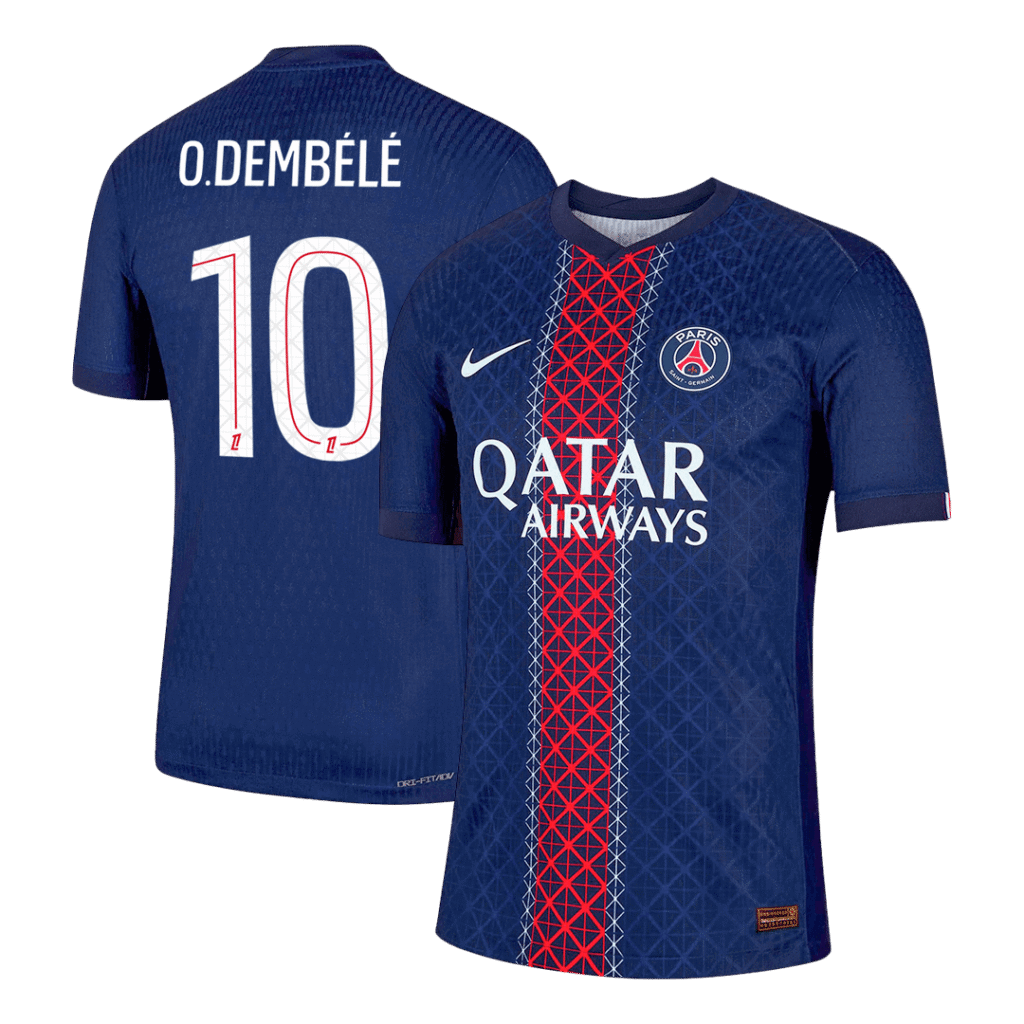 O.DEMBELE #10 PSG Home Authentic Soccer Jersey 2025/26