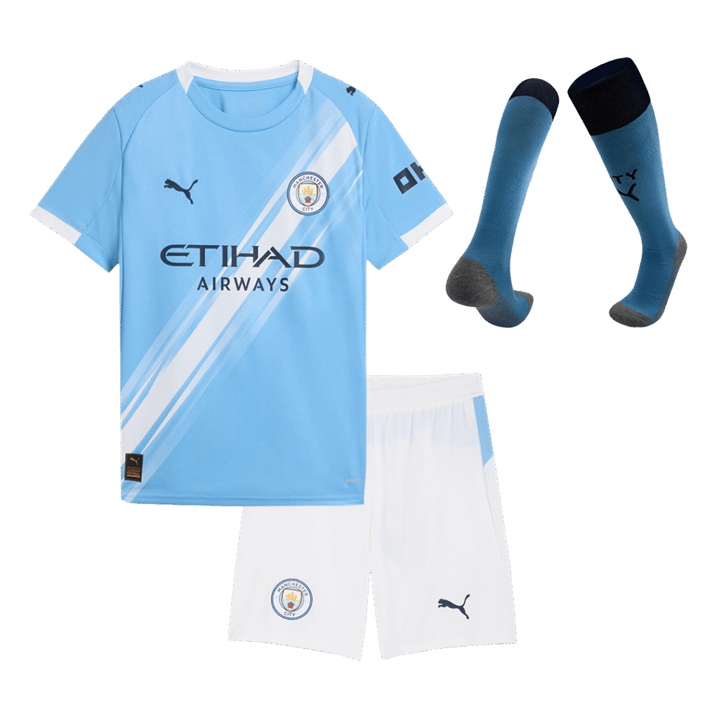 Manchester City Home Kids Soccer Jerseys Full Kit 2025/26