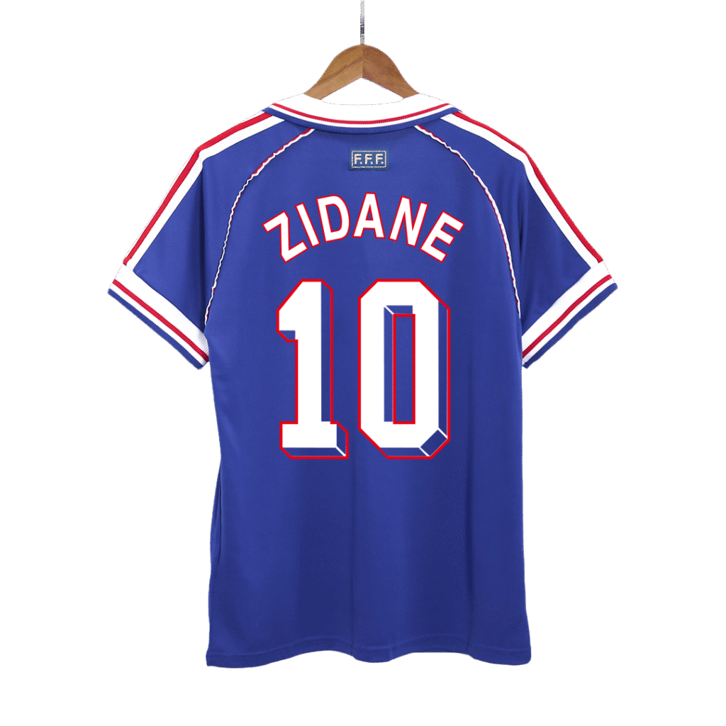 Retro ZIDANE #10 1998 France Home Soccer Jersey