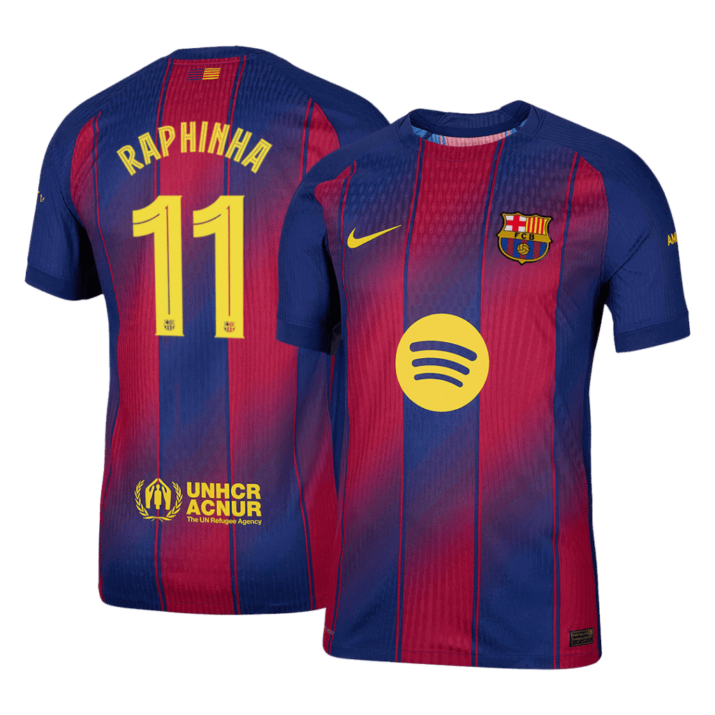RAPHINHA #11 Barcelona Home Authentic Soccer Jersey 2025/26 - UCL