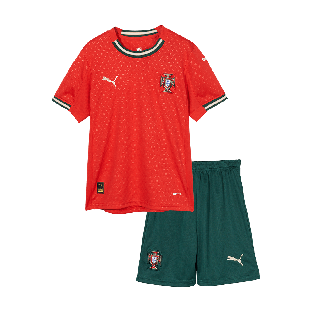 Kid's Portugal Home Soccer Jersey Kit(Jersey+Shorts) 2025 Red - Image 16