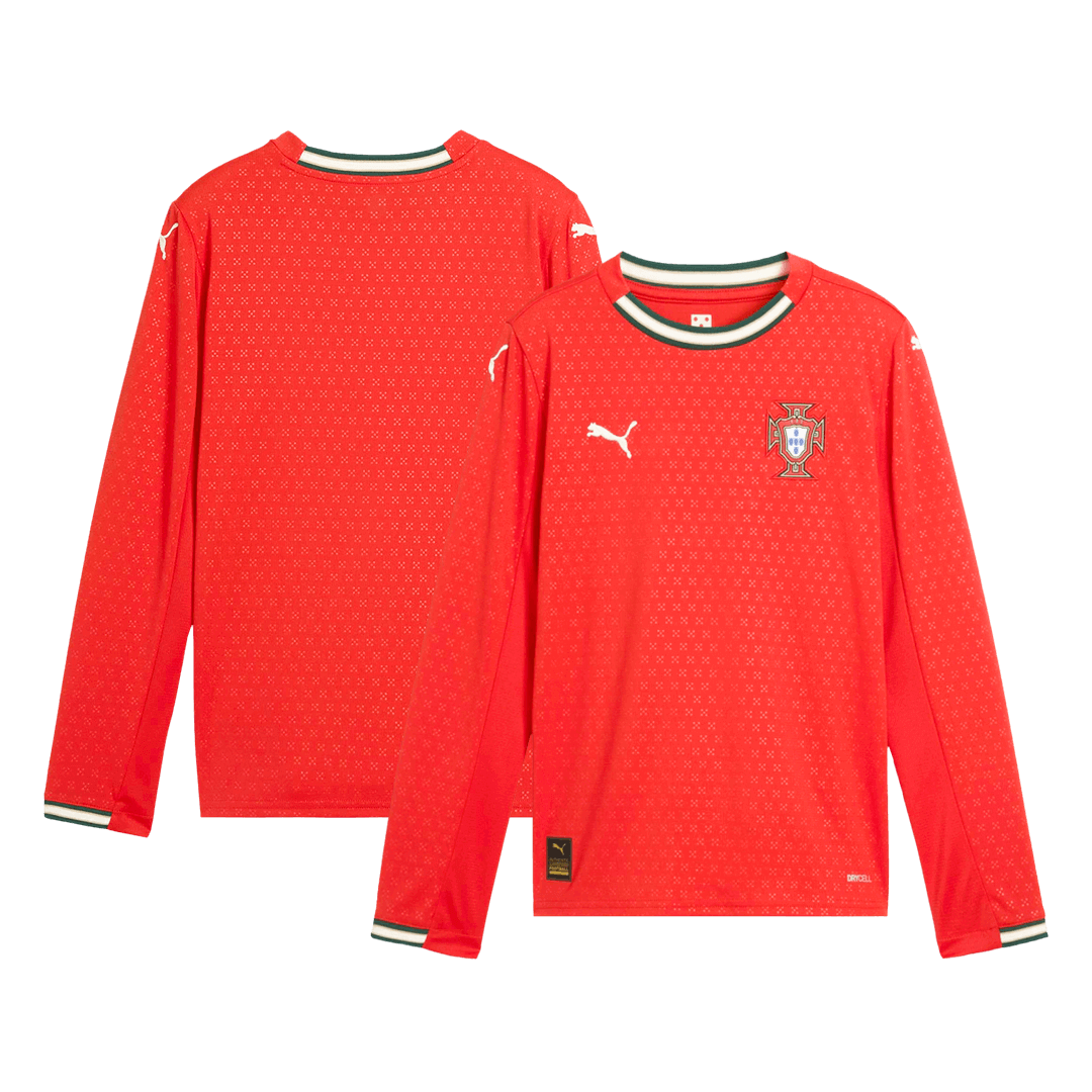 Portugal Home Long Sleeve Soccer Jersey 2025 Red - Image 11