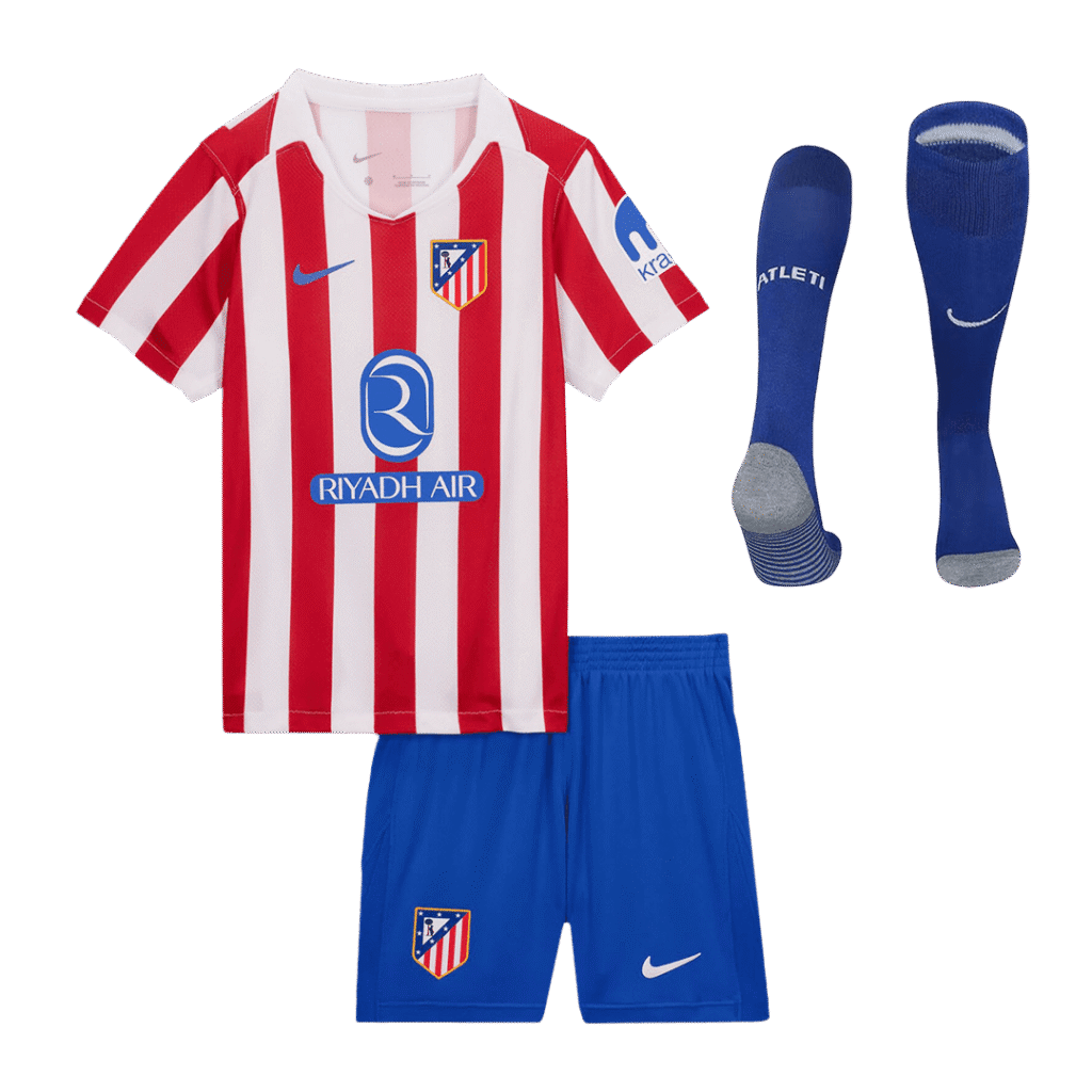 Atletico Madrid Home Kids Soccer Jerseys Full Kit 2025/26