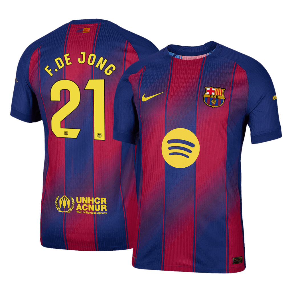F.DE JONG #21 Barcelona Home Authentic Soccer Jersey 2025/26