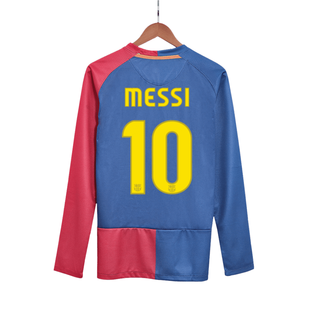 Retro MESSI #10 2008/09 Barcelona Home Long Sleeve Soccer Jersey - UCL Final