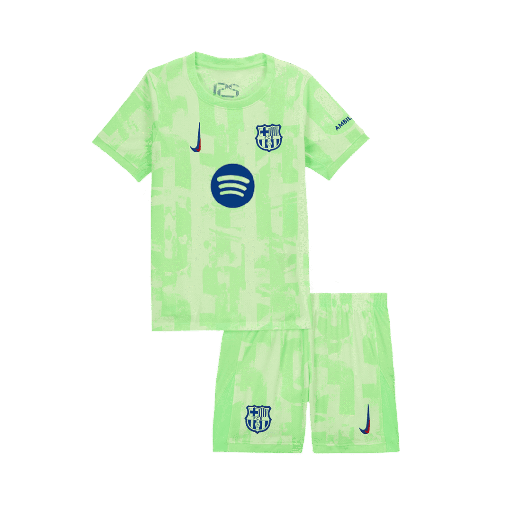 Gift-Kid's Barcelona Third Away Soccer Jersey Kit(Shirt+Shorts) 2024/25 - UCL (Spotify Logo Without Text)