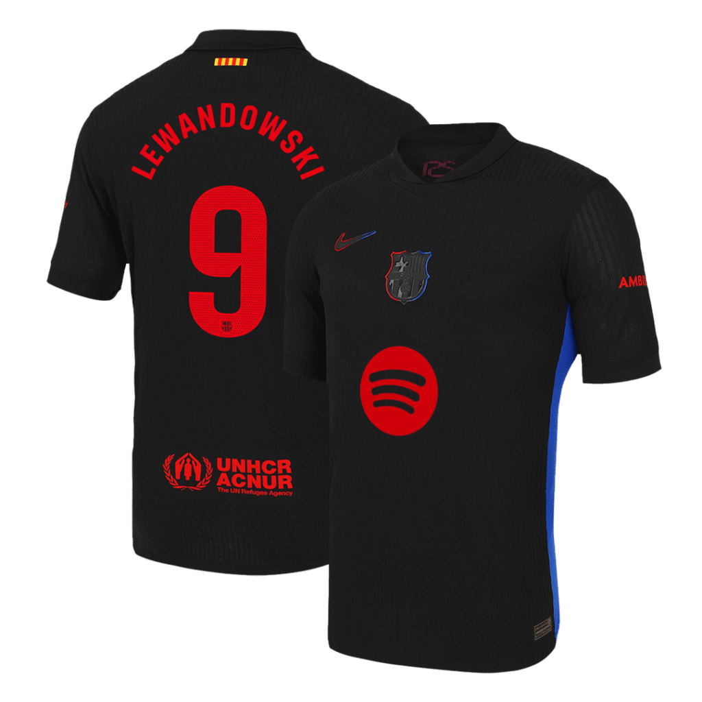 LEWANDOWSKI #9 Authentic Soccer Jersey Barcelona Away Shirt 2024/25 Spotify Logo Without Text