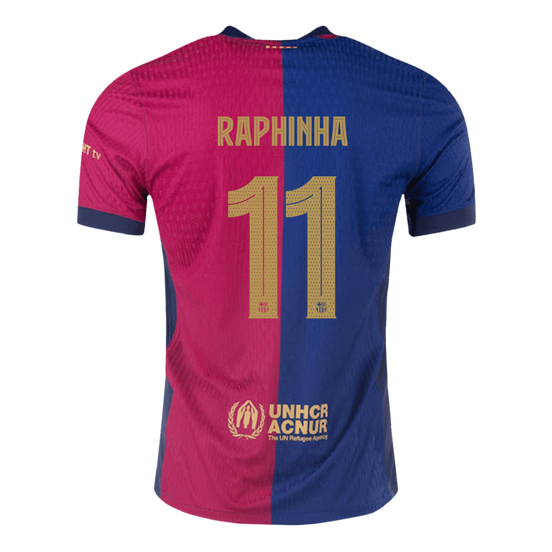 RAPHINHA #11 Authentic Barcelona Home Soccer Jersey 2024/25 Red&Blue - UCL (Spotify Logo Without Text) - Image 3