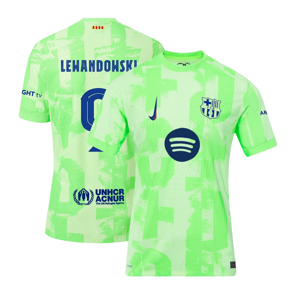 Authentic LEWANDOWSKI #9 Barcelona Third Away Soccer Jersey 2024/25 - UCL¡ꡧSpotify Logo Without Text¡ê?