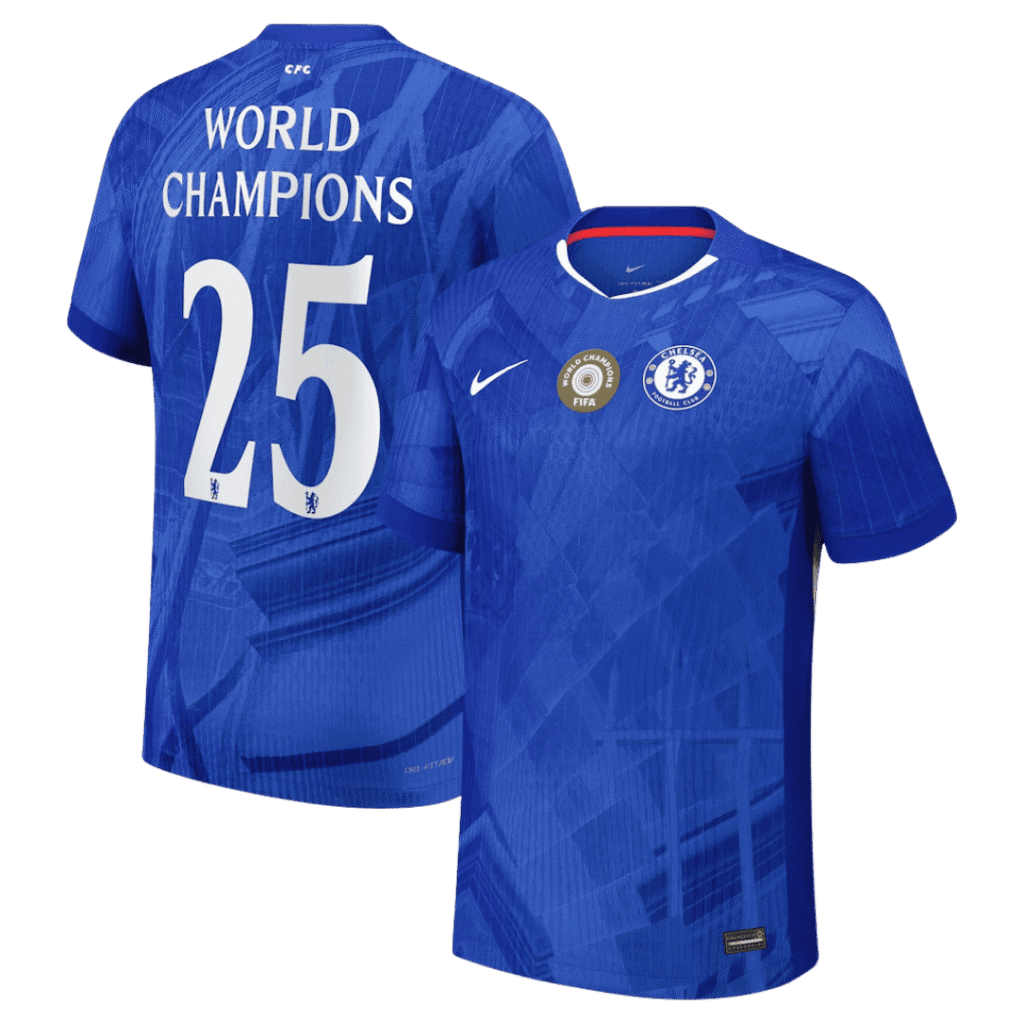 WORLD CHAMPIONS #25 Chelsea Home Authentic Soccer Jersey 2025/26 with chest badge