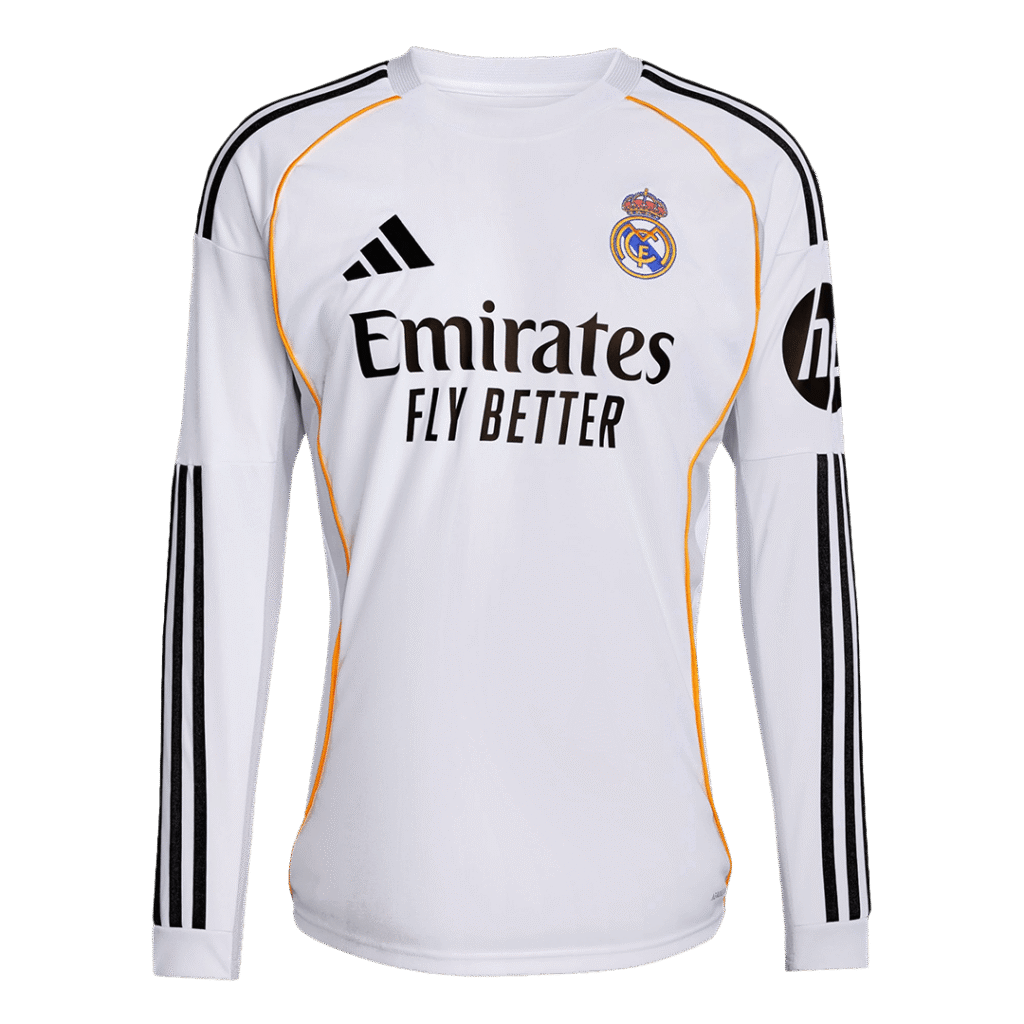 Real Madrid Home Long Sleeve Soccer White Jersey 2025/26