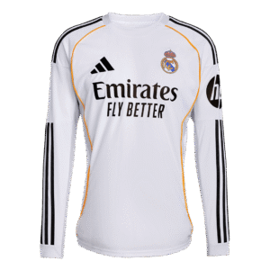 Real Madrid Home Long Sleeve Soccer White Jersey 2025/26