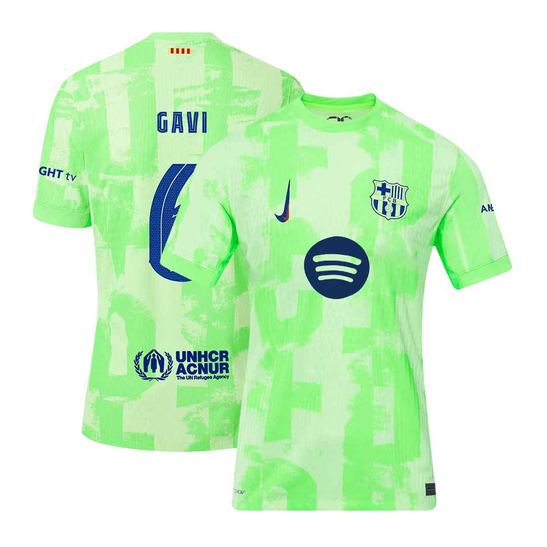 GAVI #6 Authentic Soccer Jersey Barcelona Third Away Shirt 2024/25 UCL Spotify Logo Without Text