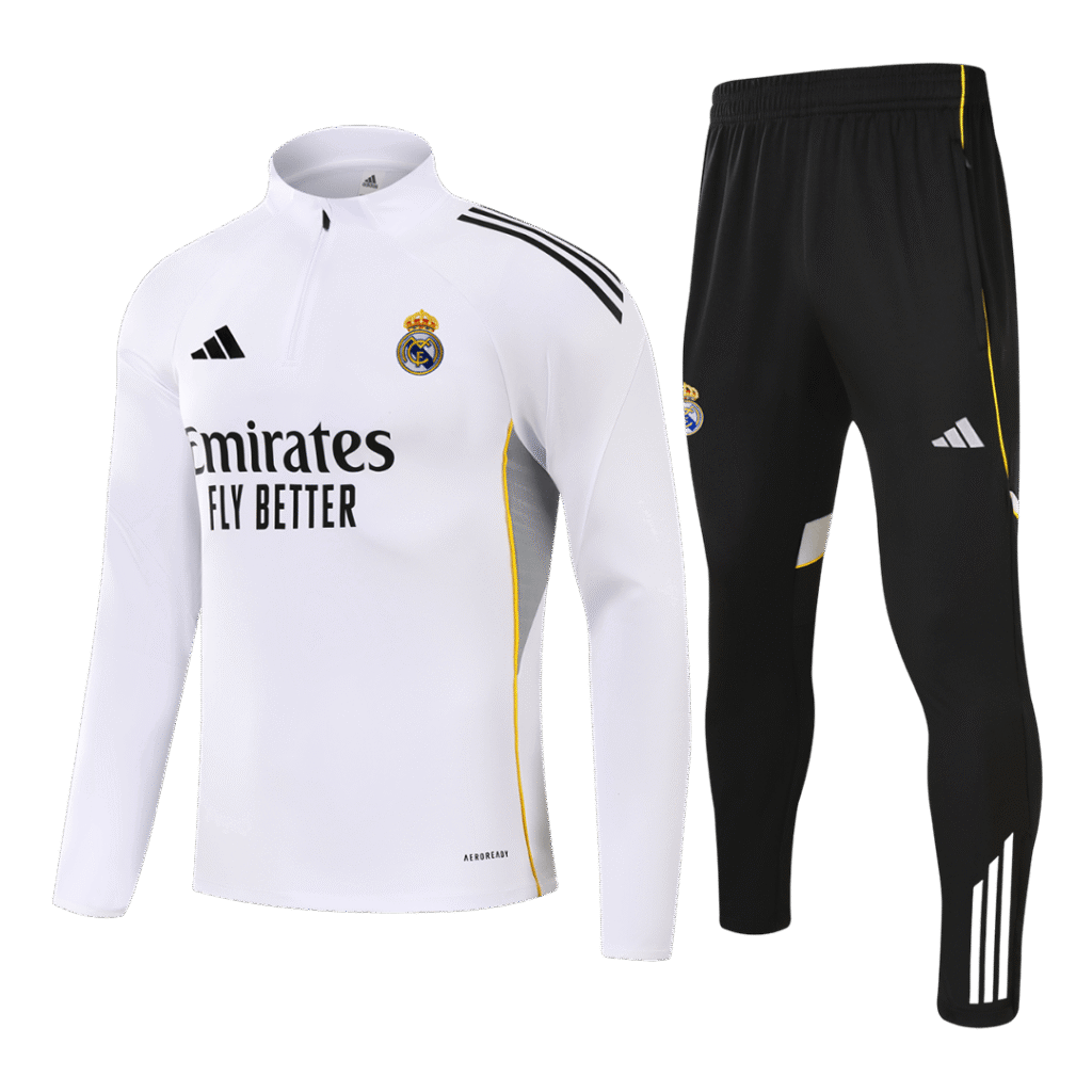 Real Madrid 1/4 Zip Tracksuit 2025/26 Kids White