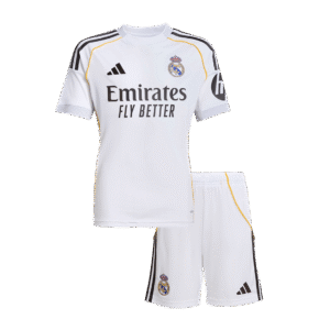 Real Madrid Home Kids White Soccer Jerseys Kit 2025/26
