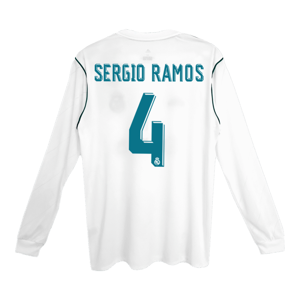 #4 SERGIO RAMOS Retro Real Madrid Jersey Home Soccer Shirt 2017/18
