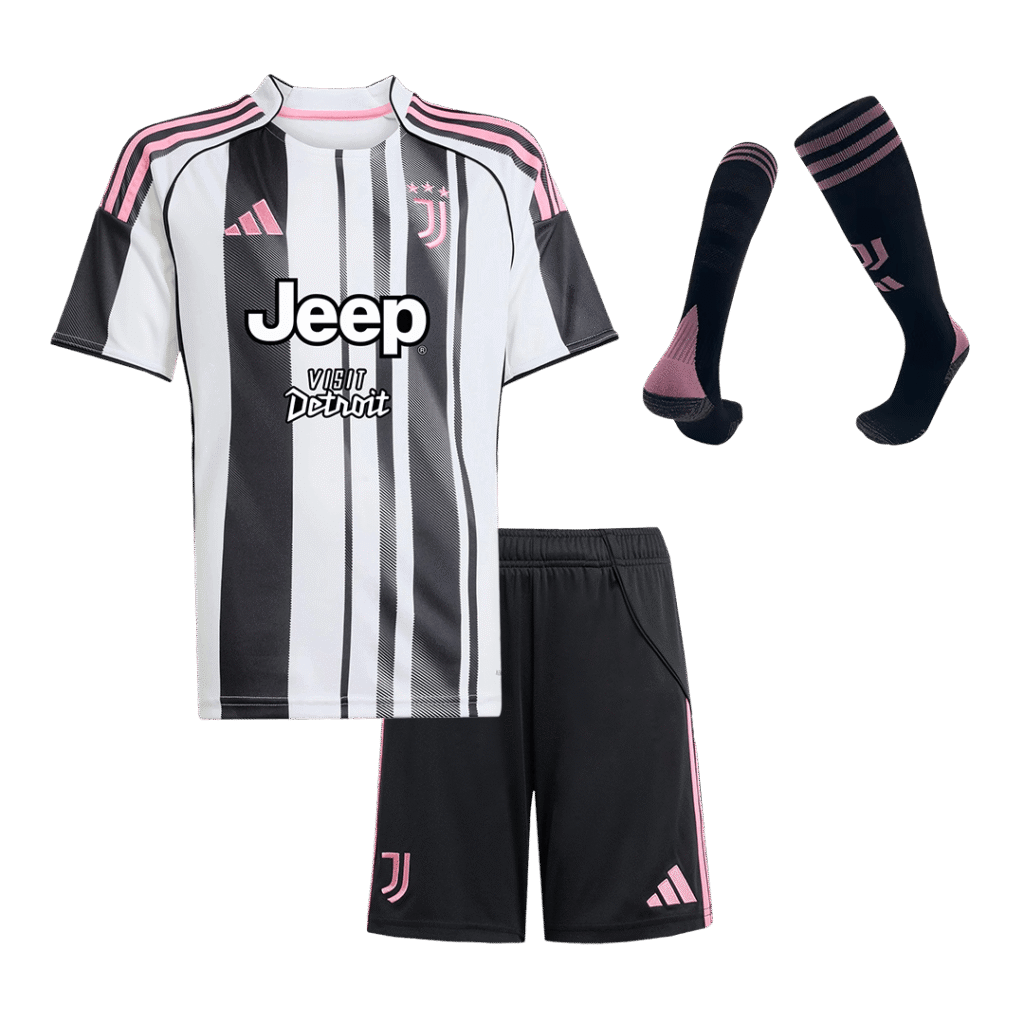 Juventus Home Kids Soccer Jerseys Full Kit 2025/26