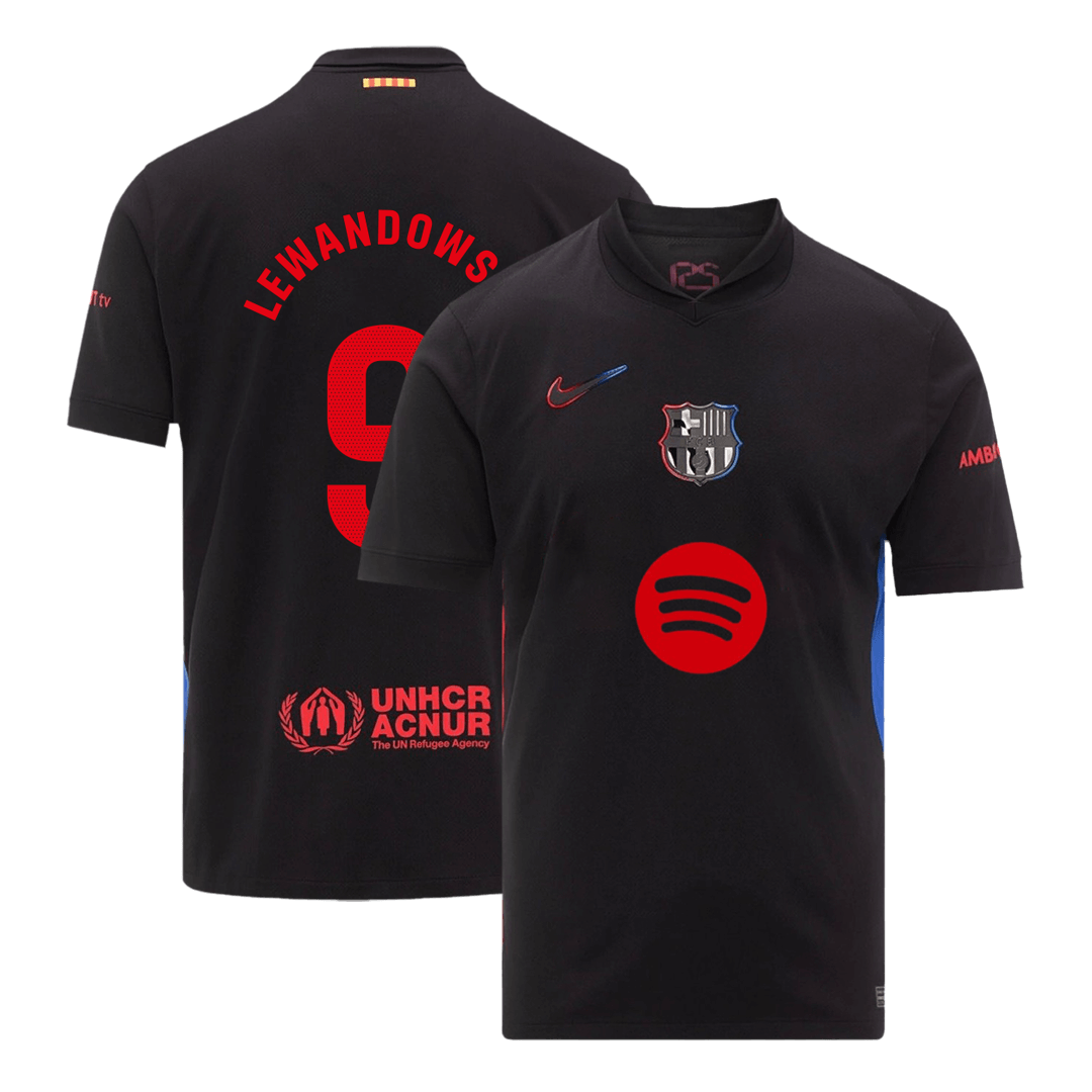 Barcelona LEWANDOWSKI #9 Soccer Jersey Away Custom Shirt 2024/25 Spotify Logo Without Text