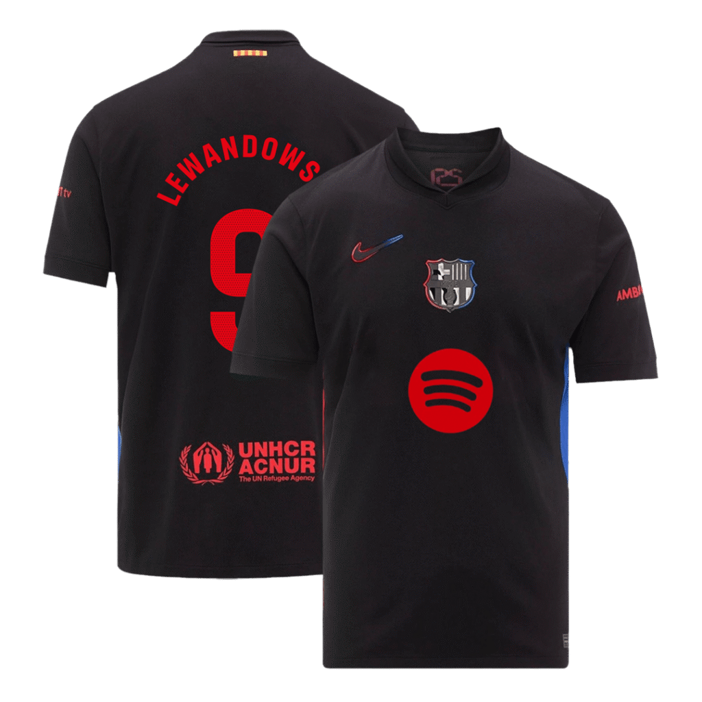 LEWANDOWSKI #9 Barcelona Away Soccer Jersey 2024/25 - Spotify Logo Without Text