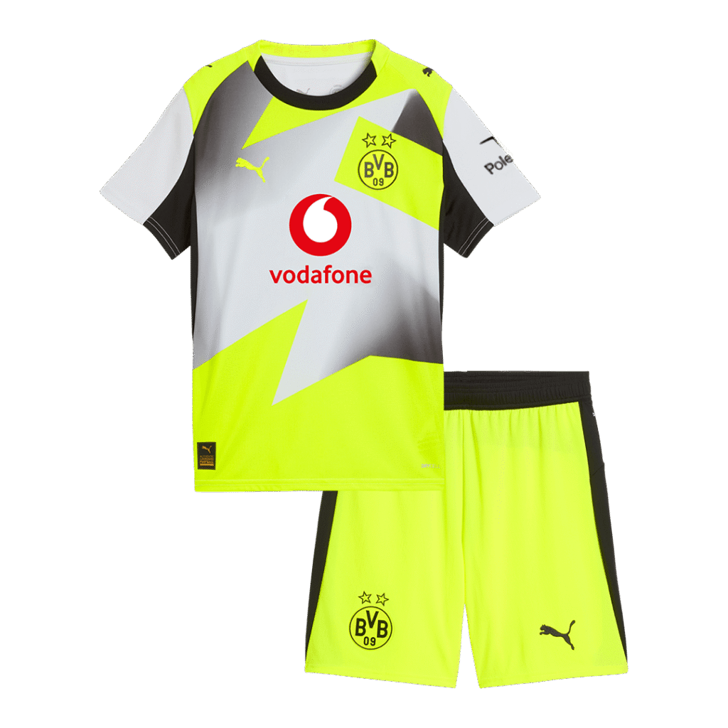 Borussia Dortmund Away Kids Soccer Jerseys Kit 2025/26