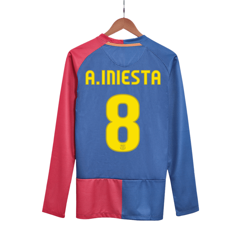 Retro Jersey A.INIESTA #8 Barcelona Retro Jersey Home Long Sleeve Soccer Shirt 2008/09 - UCL Final
