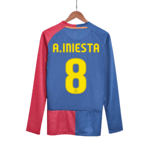 Retro Jersey A.INIESTA #8 Barcelona Retro Jersey Home Long Sleeve Soccer Shirt 2008/09 - UCL Final