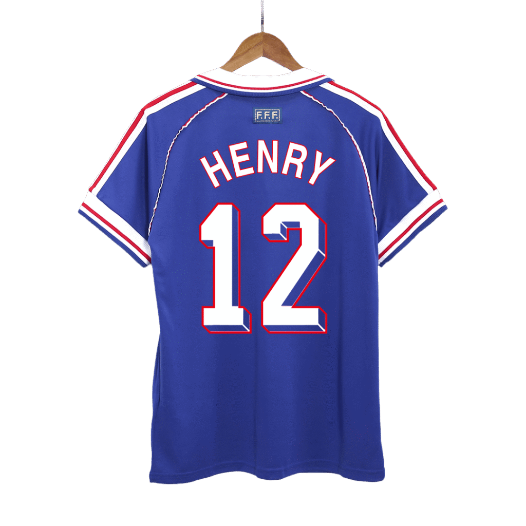 Retro HENRY #12 1998 France World Cup Home Soccer Jersey